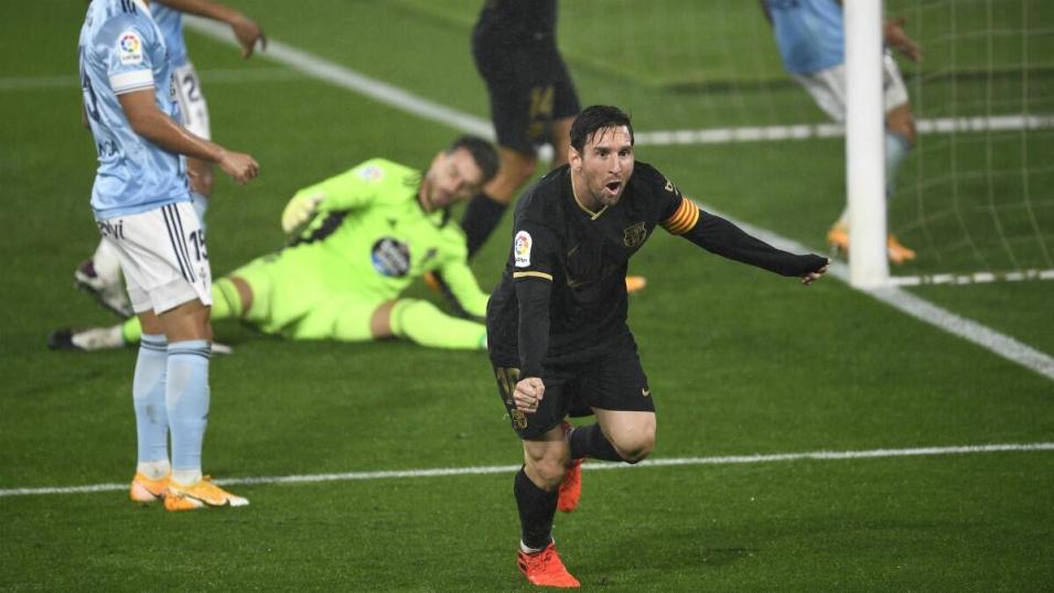 Messi celebra un gol ante el Celta.