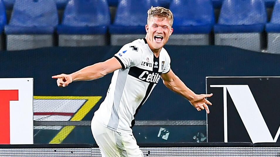 Parma striker Andreas Cornelius