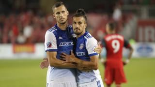 FC Dallas players Matt Hedges and Maxi Urruti