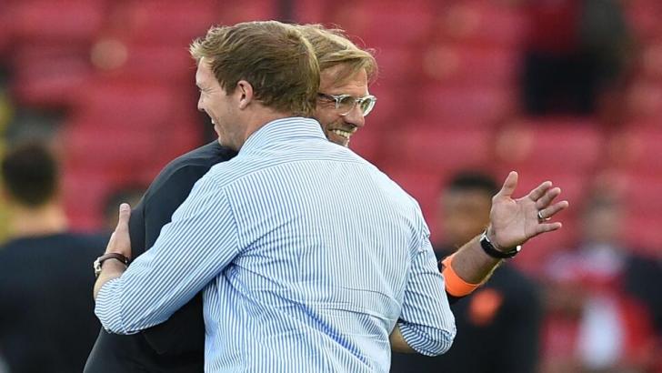 Former Hoffenheim coach Julian Nagelsmann and Liverool's Jürgen Klopp