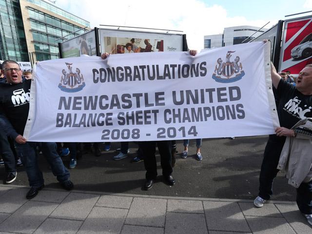 Protesting Newcastle fans point out the only area in which the club are prospering