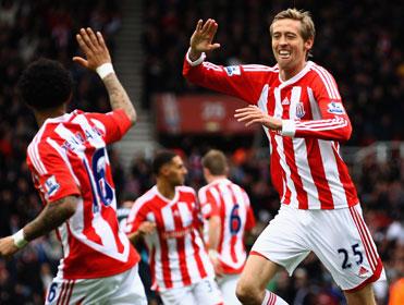 Happy travellers: Stoke have scored in five of their six away games
