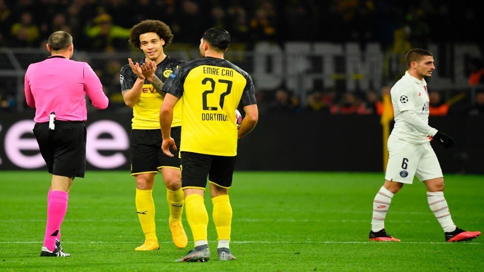 Axel Witsel (left) and Emre Can of Borussia Dortmund