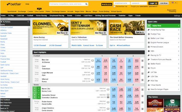 Betfair desktop site