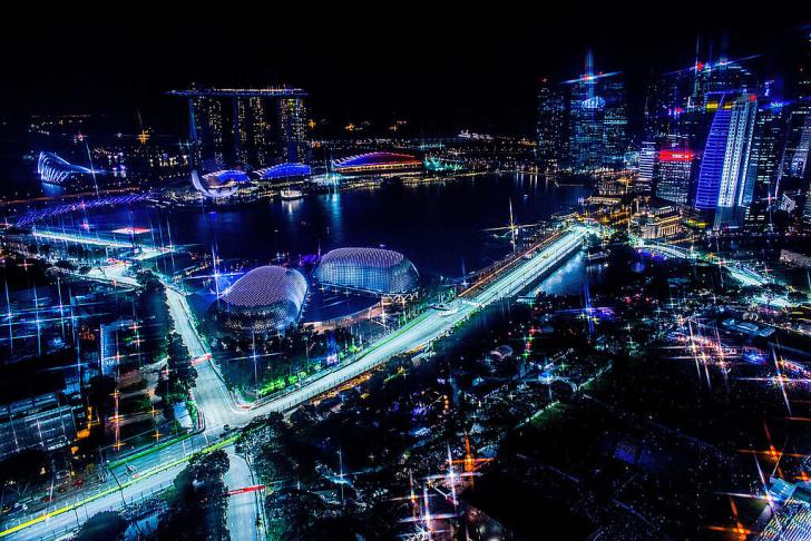 Imagen aérea del Circuito de Marina Bay en Singapur