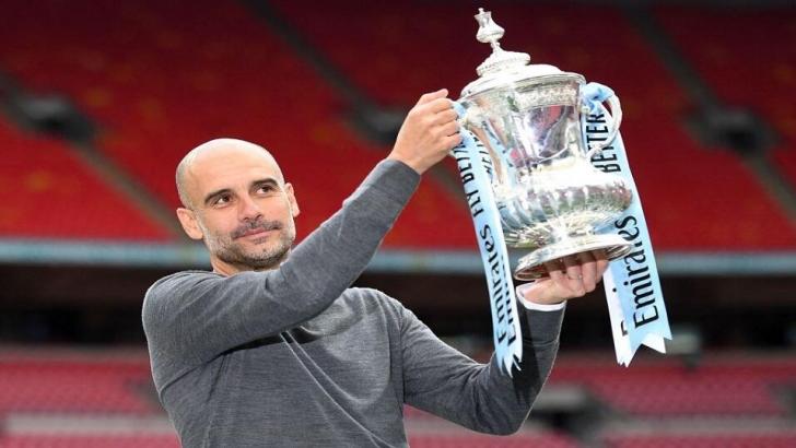 Pep Guardiola with the FA Cup