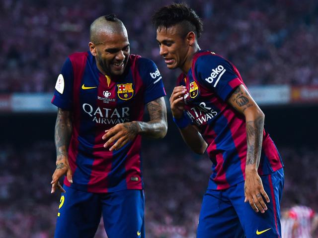 Dani Alves and Neymar both helped Barcelona complete stage two of their treble attempt last week