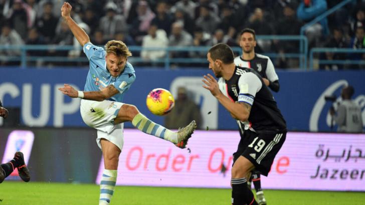 Ciro Immobile of Lazio and Juventus defender Leonardo Bonucci