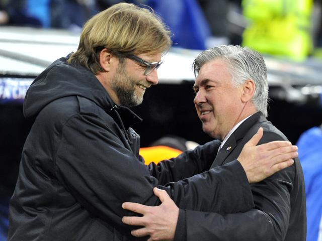 Jurgen Klopp (left) and Carlo Ancelotti are expected to fight it out for the vacant Liverpool job