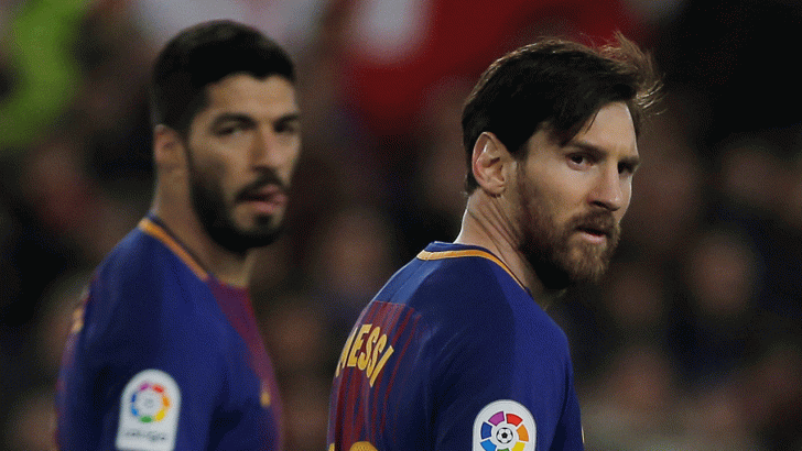Luis Suarez and Lionel Messi 