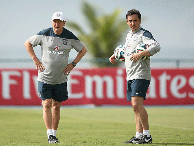 Gary Neville currently assists former Fulham manager Roy Hodgson with the Three Lions