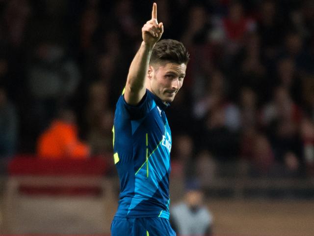 Olivier Giroud has scored in two of his three Champions League round-of-16 away legs for Arsenal
