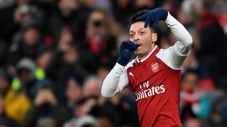 Mesut Ozil scored a stunning volley against Newcastle on Saturday
