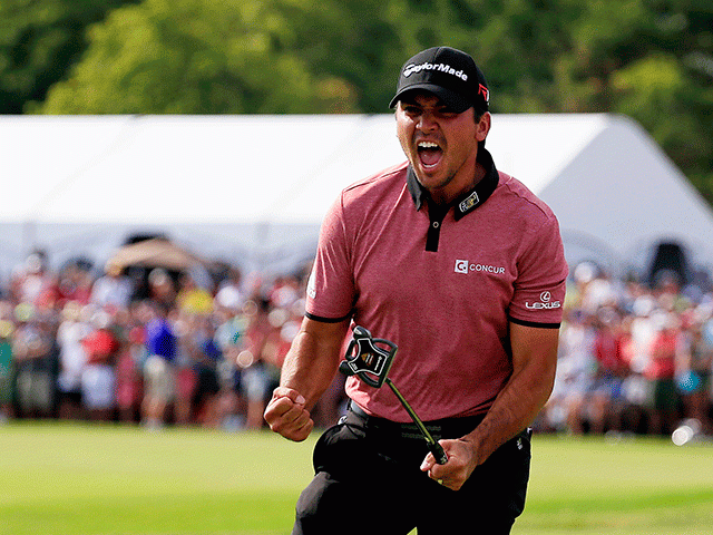 Jason Day enjoys the putt that won him the Canadian Open 