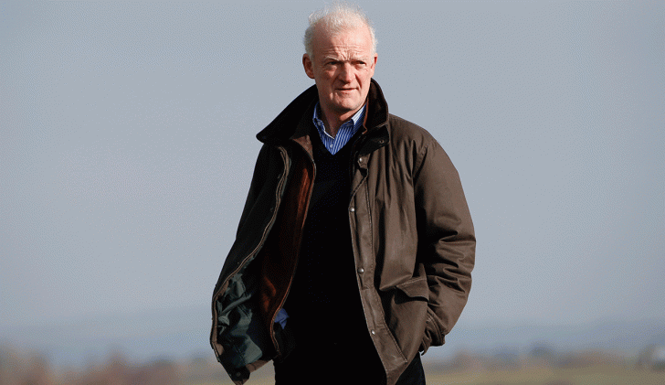 Trainer Willie Mullins looks on as he prepares for Cheltenham Festival