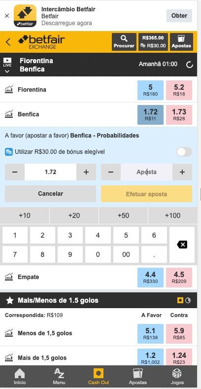 Apostas com handicap na Betfair