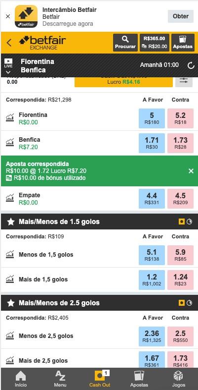 Apostas com handicap na Betfair