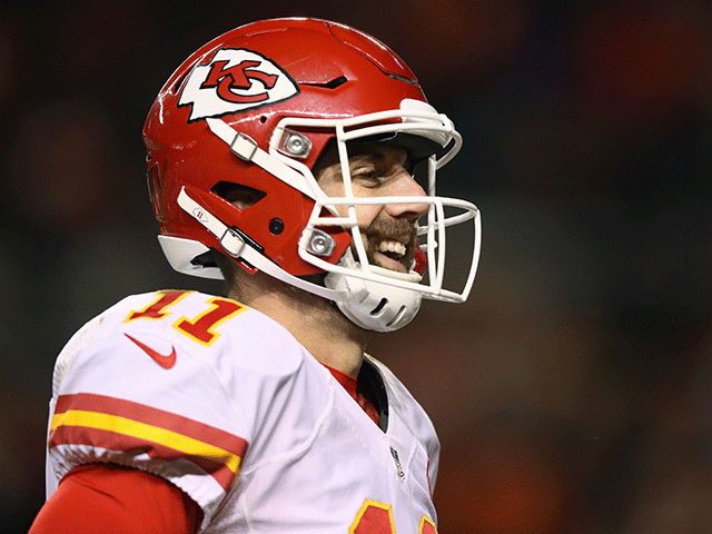 Alex Smith has a 5:0 TD/Int ratio so far in the 2017 NFL season, no wonder he's smiling